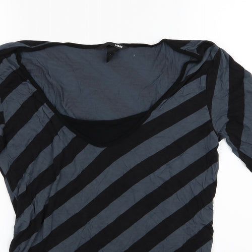 H&M Womens Blue Striped Jersey Basic T-Shirt Size L