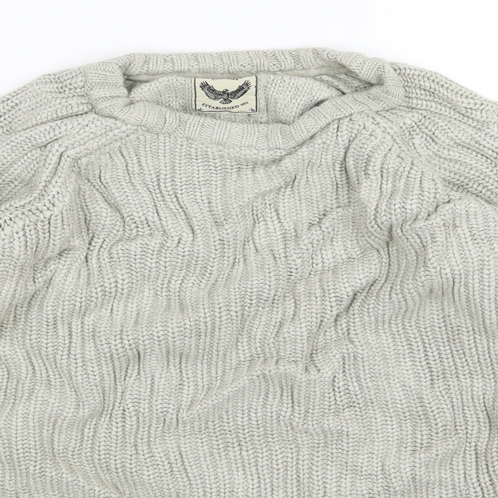 Brave Soul Mens Grey  Knit Pullover Jumper Size XL