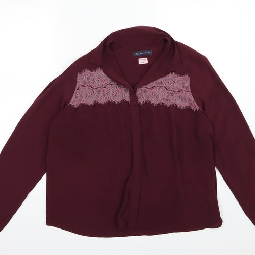 Marks and Spencer Womens Purple  Chiffon Basic Blouse Size 14  - Burgundy