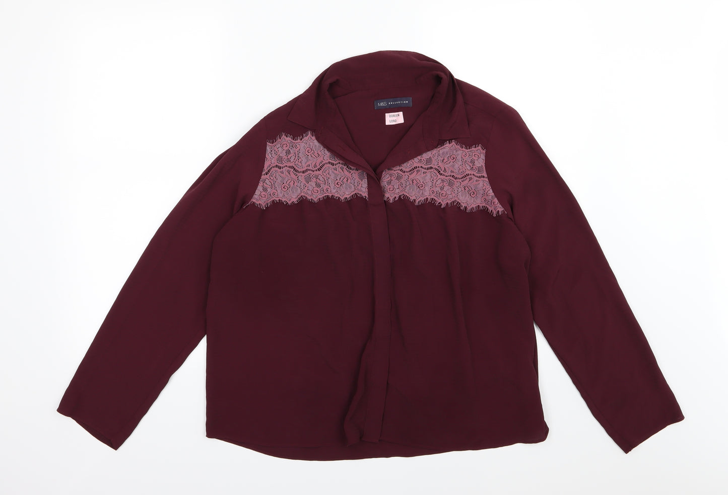 Marks and Spencer Womens Purple  Chiffon Basic Blouse Size 14  - Burgundy
