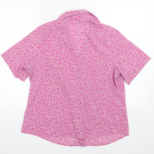 Marks and Spencer Womens Pink Floral Chiffon Basic Button-Up Size 14
