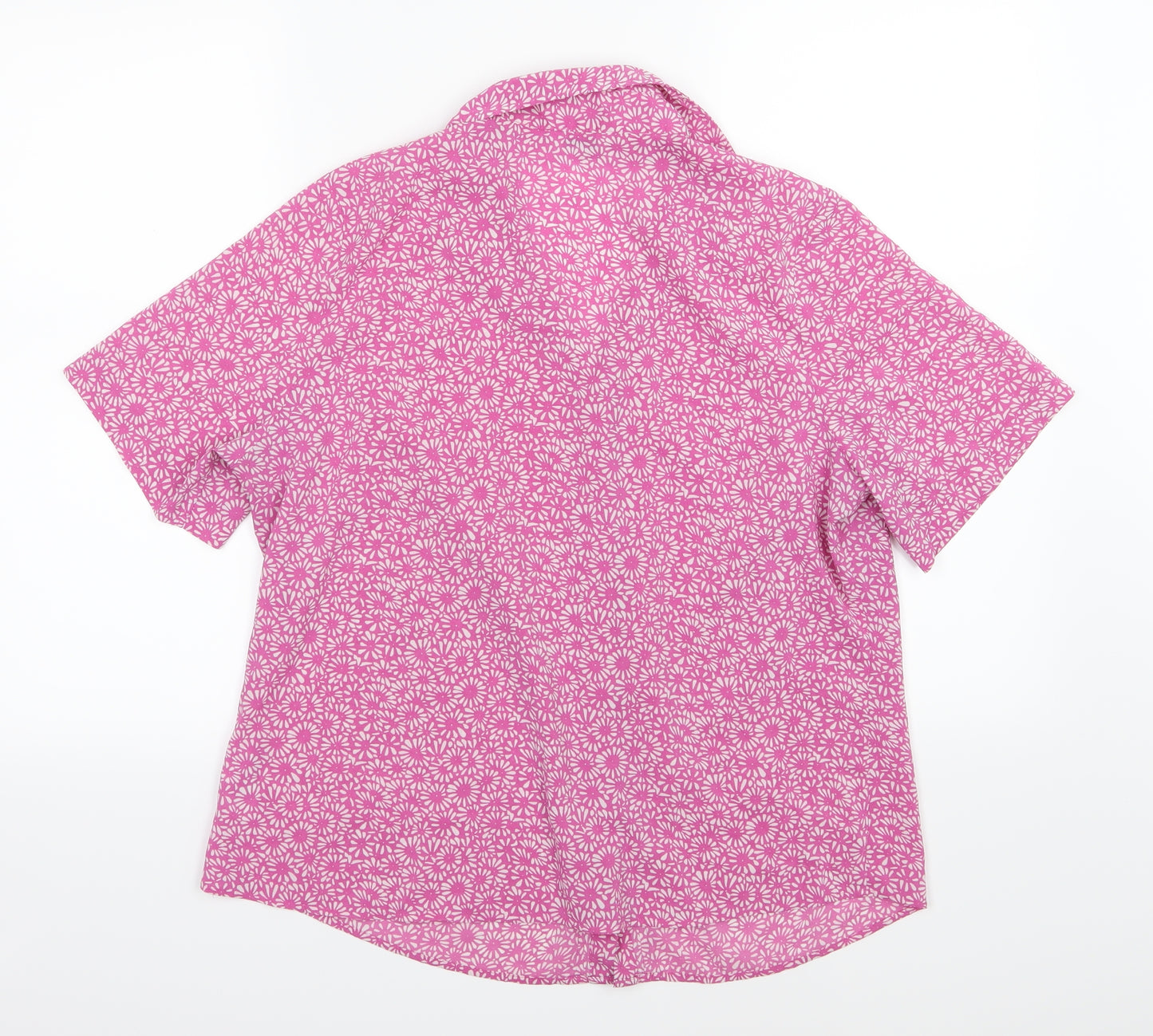 Marks and Spencer Womens Pink Floral Chiffon Basic Button-Up Size 14