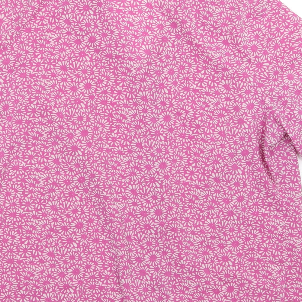 Marks and Spencer Womens Pink Floral Chiffon Basic Button-Up Size 14