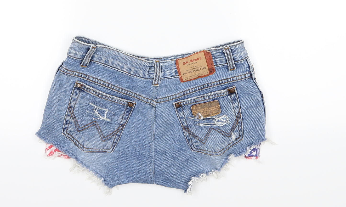 P ton Womens Blue  Denim Hot Pants Shorts Size 28 in - USA Pockets