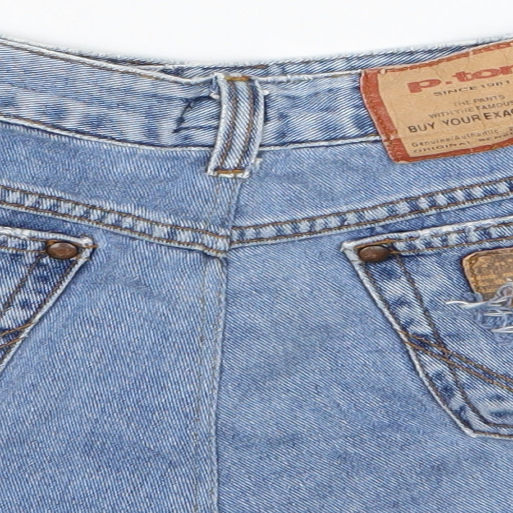 P ton Womens Blue  Denim Hot Pants Shorts Size 28 in - USA Pockets