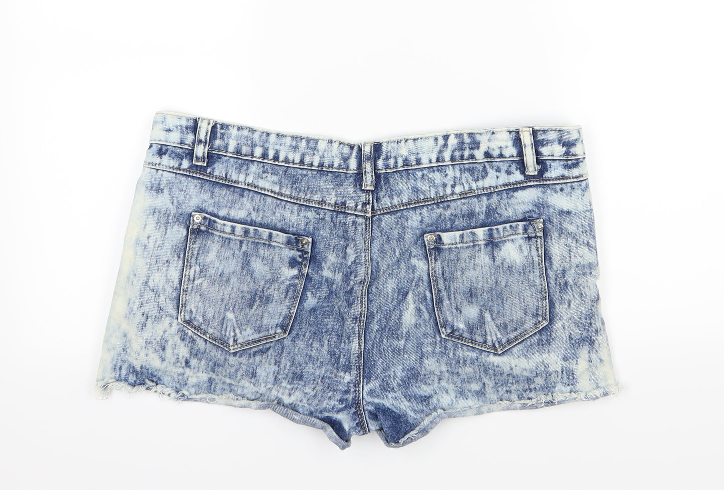 Denim & Co. Womens Blue  Denim Hot Pants Shorts Size 16 - Distressed