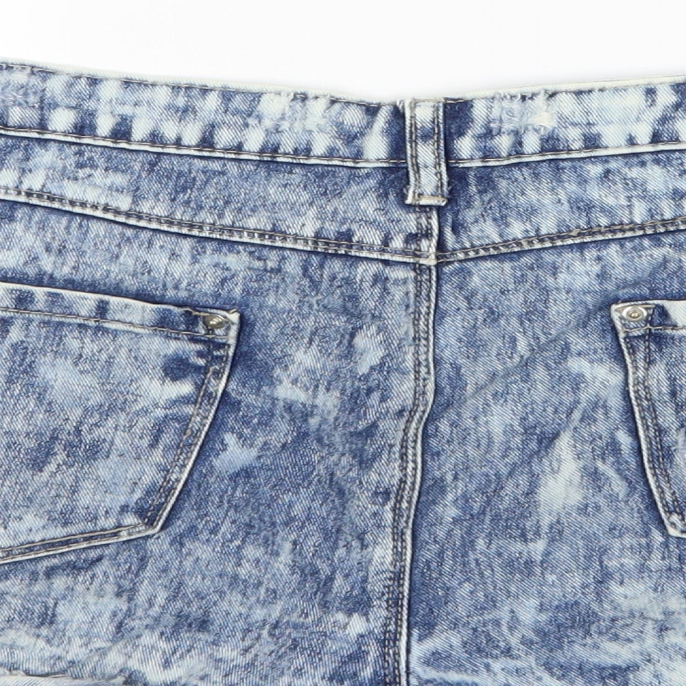 Denim & Co. Womens Blue  Denim Hot Pants Shorts Size 16 - Distressed