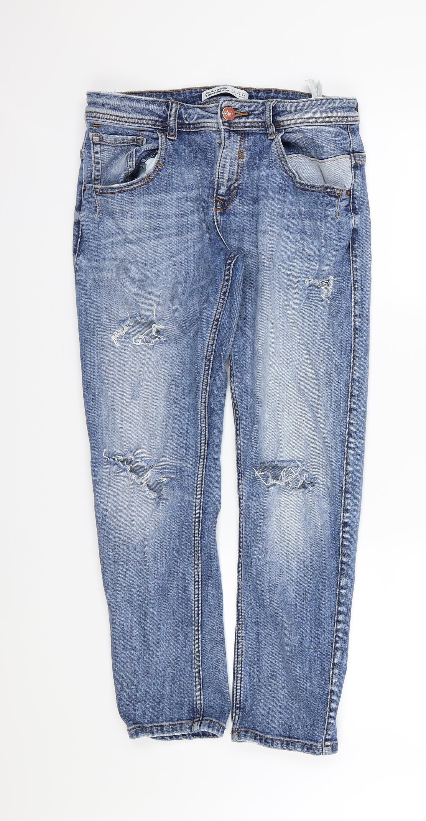 Zara Womens Blue  Denim Straight Jeans Size 10 L26 in