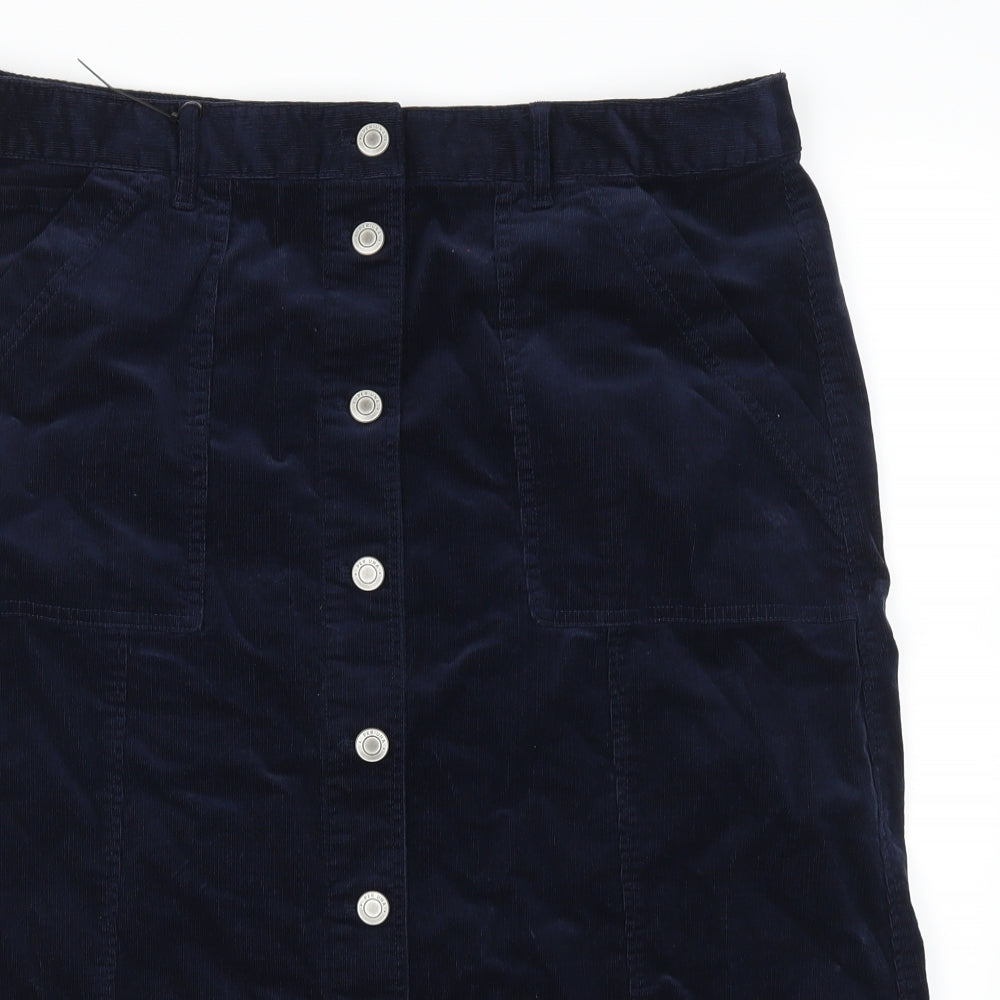Per Una Womens Blue  Corduroy A-Line Skirt Size 18