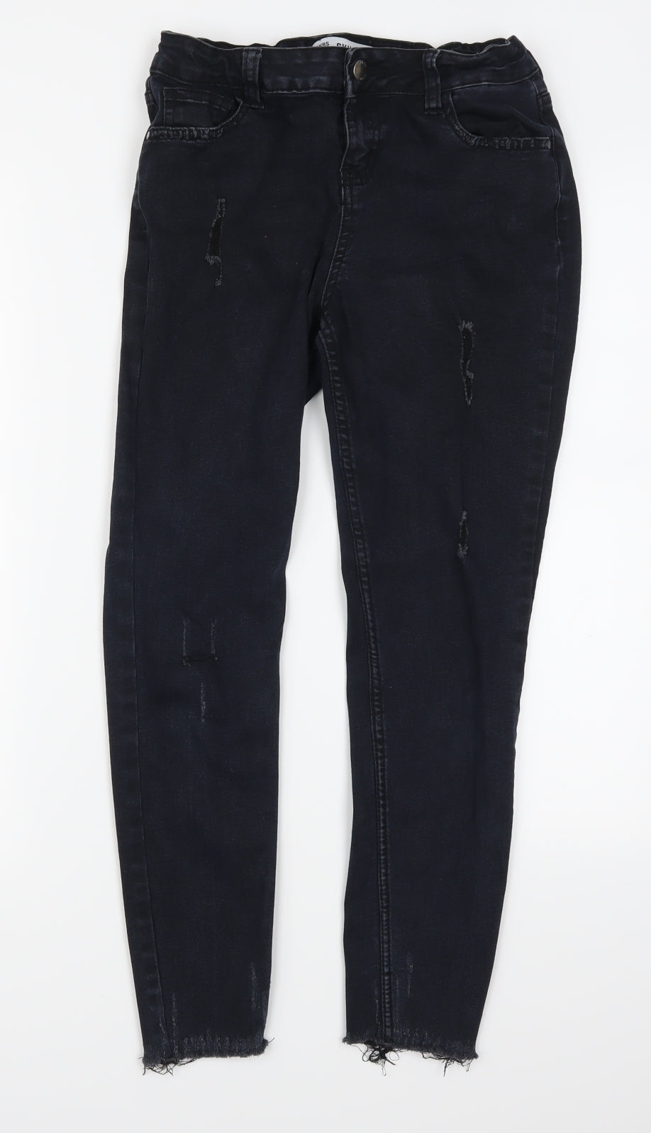Denim Co Girls Black  Denim Skinny Jeans Size 12-13 Years - Distressed