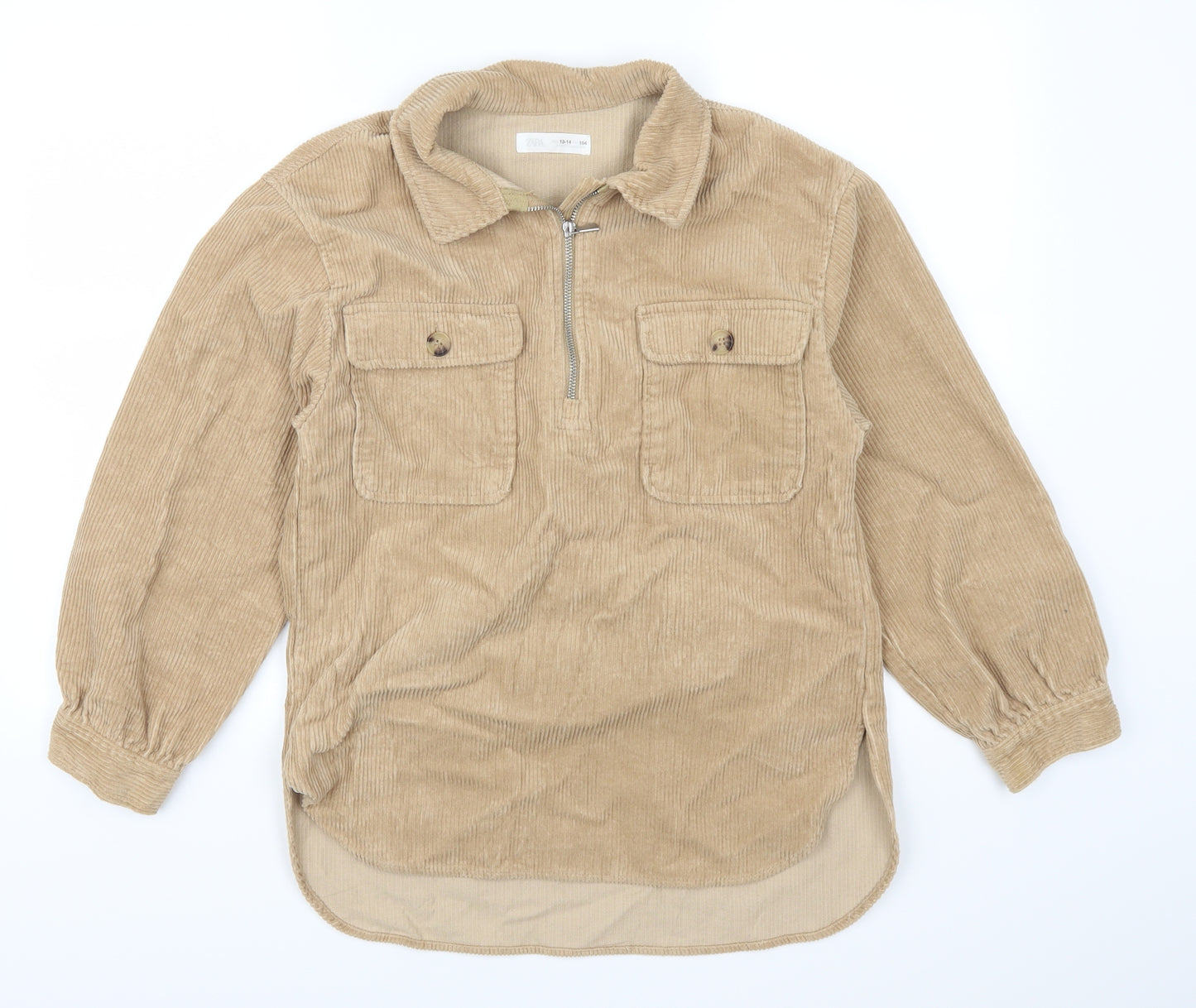Zara Girls Beige  Corduroy Basic Casual Size 13-14 Years