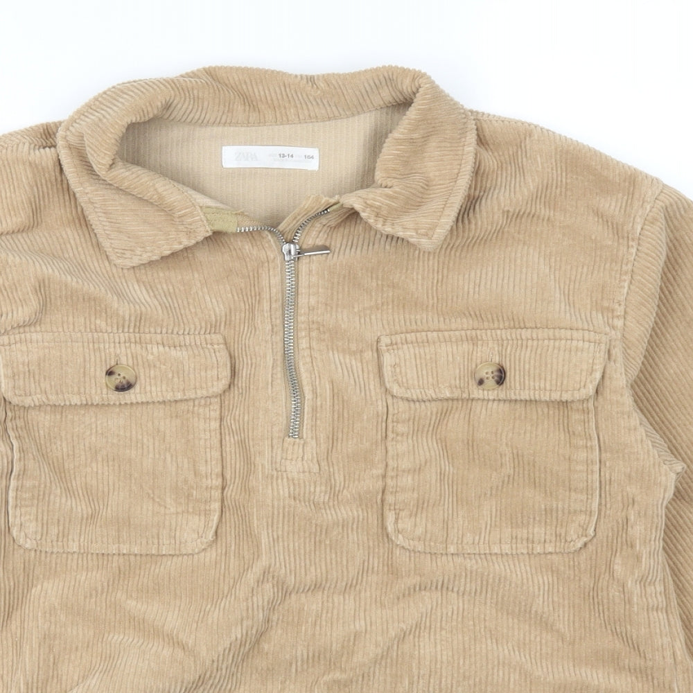 Zara Girls Beige  Corduroy Basic Casual Size 13-14 Years