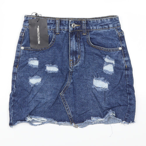 Pretty Little Thing Womens Blue  Denim Mini Skirt Size 26