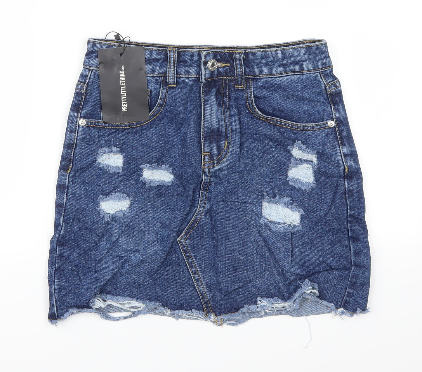 Pretty Little Thing Womens Blue  Denim Mini Skirt Size 26