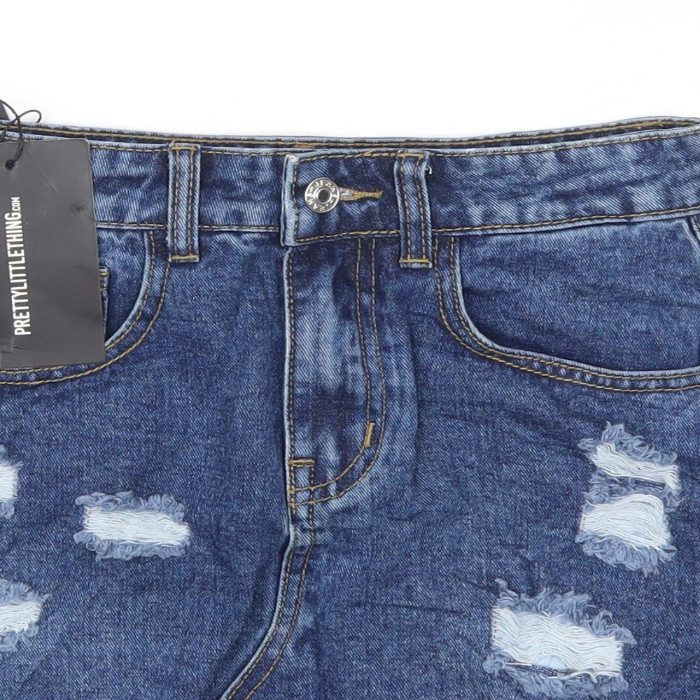 Pretty Little Thing Womens Blue  Denim Mini Skirt Size 26