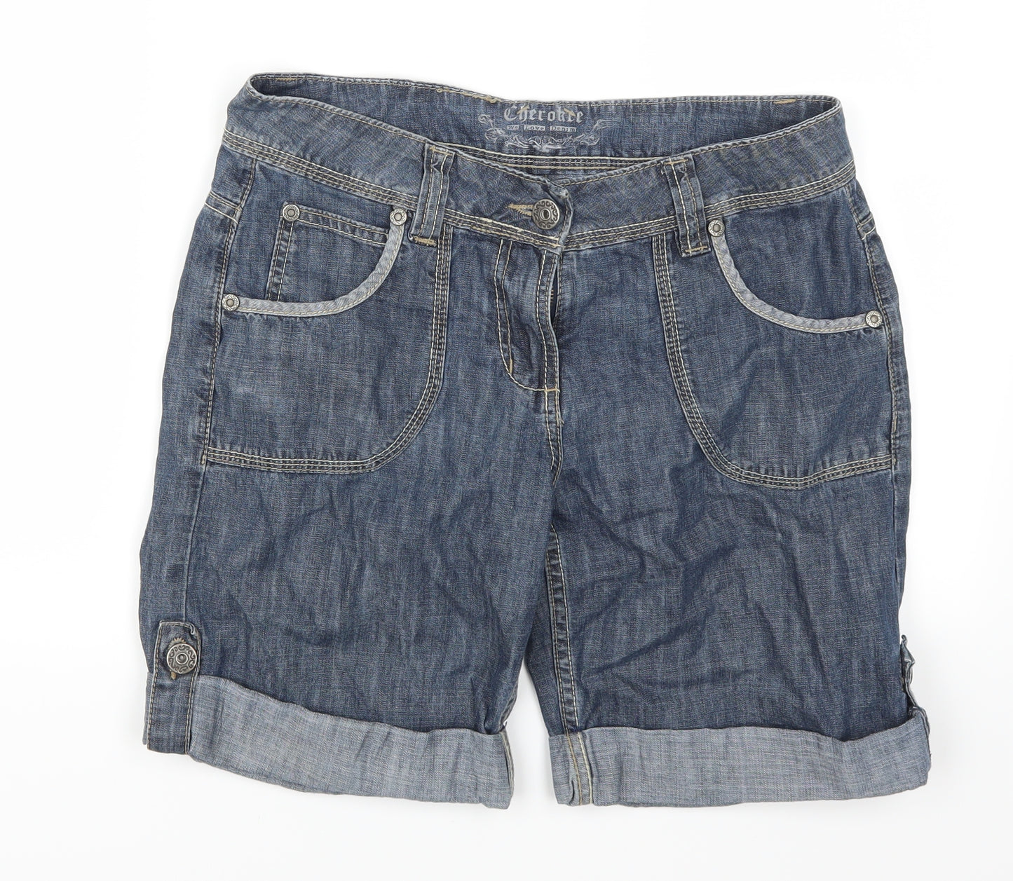 Cherokee Womens Blue  Denim Mom Shorts Size 10