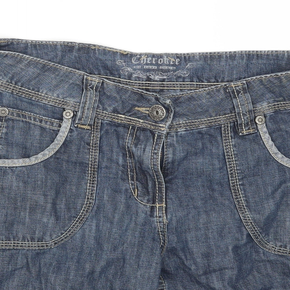 Cherokee Womens Blue  Denim Mom Shorts Size 10
