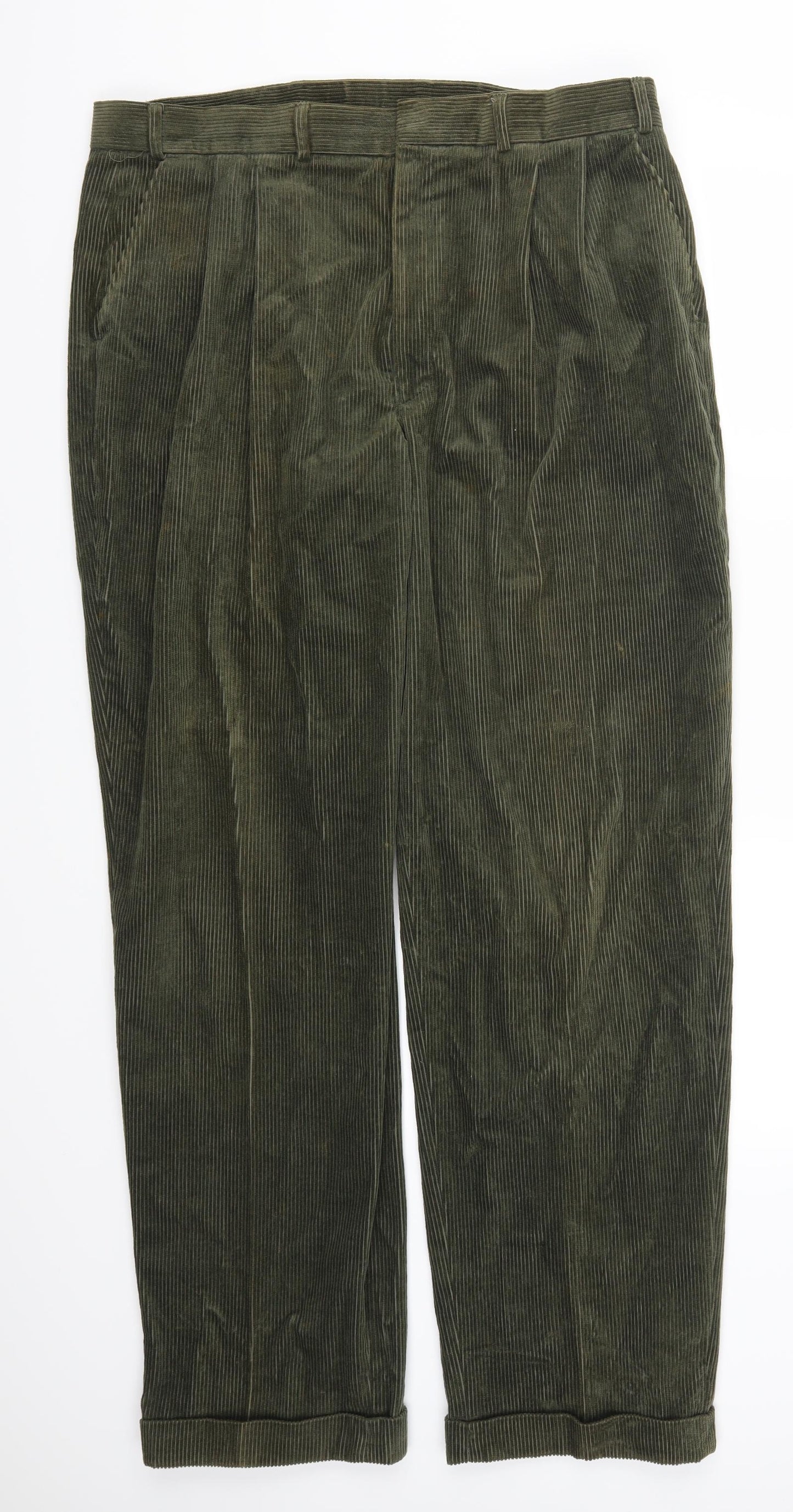 Edlow Mens Green  Corduroy Trousers  Size 39 L32 in