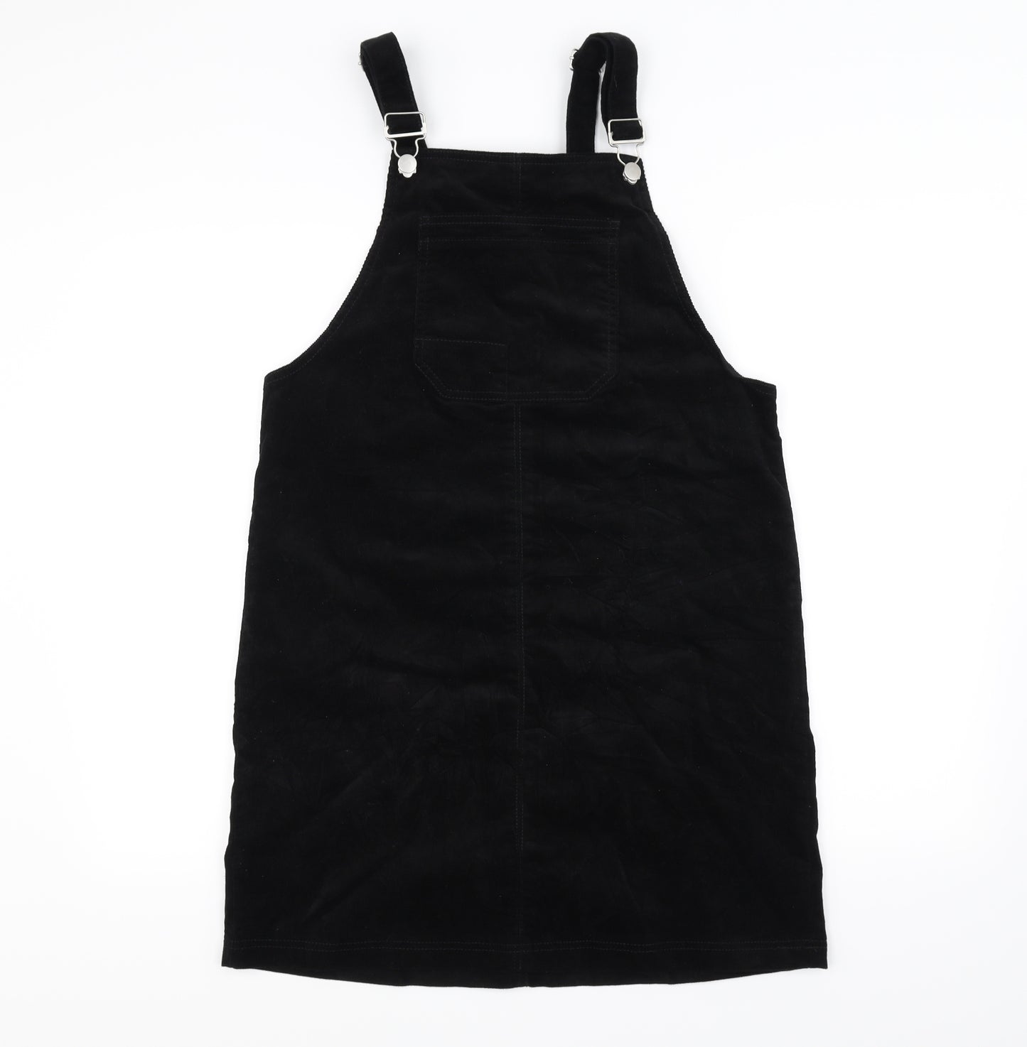 TU Womens Black  Corduroy Dungaree One-Piece Size 12