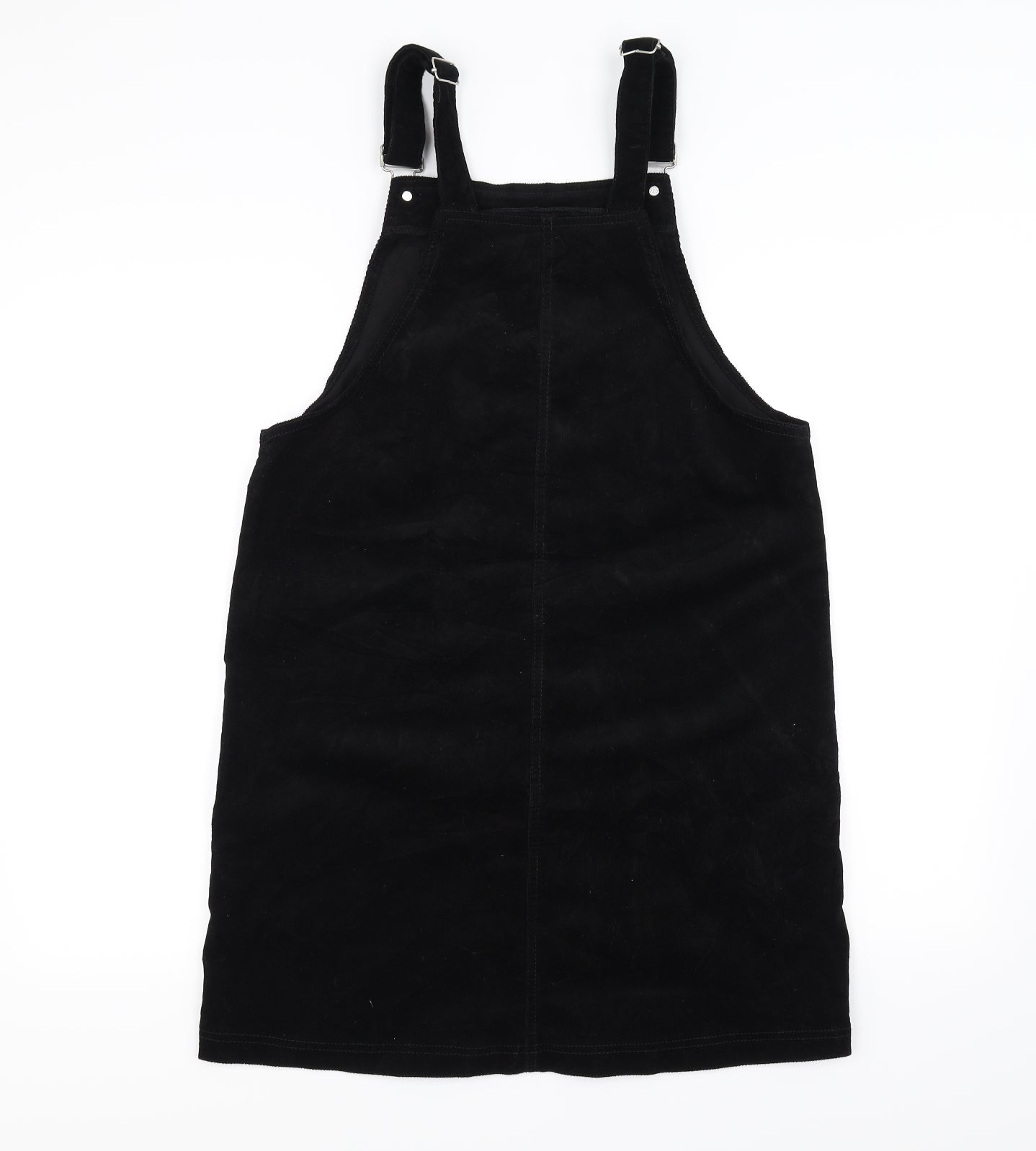TU Womens Black  Corduroy Dungaree One-Piece Size 12
