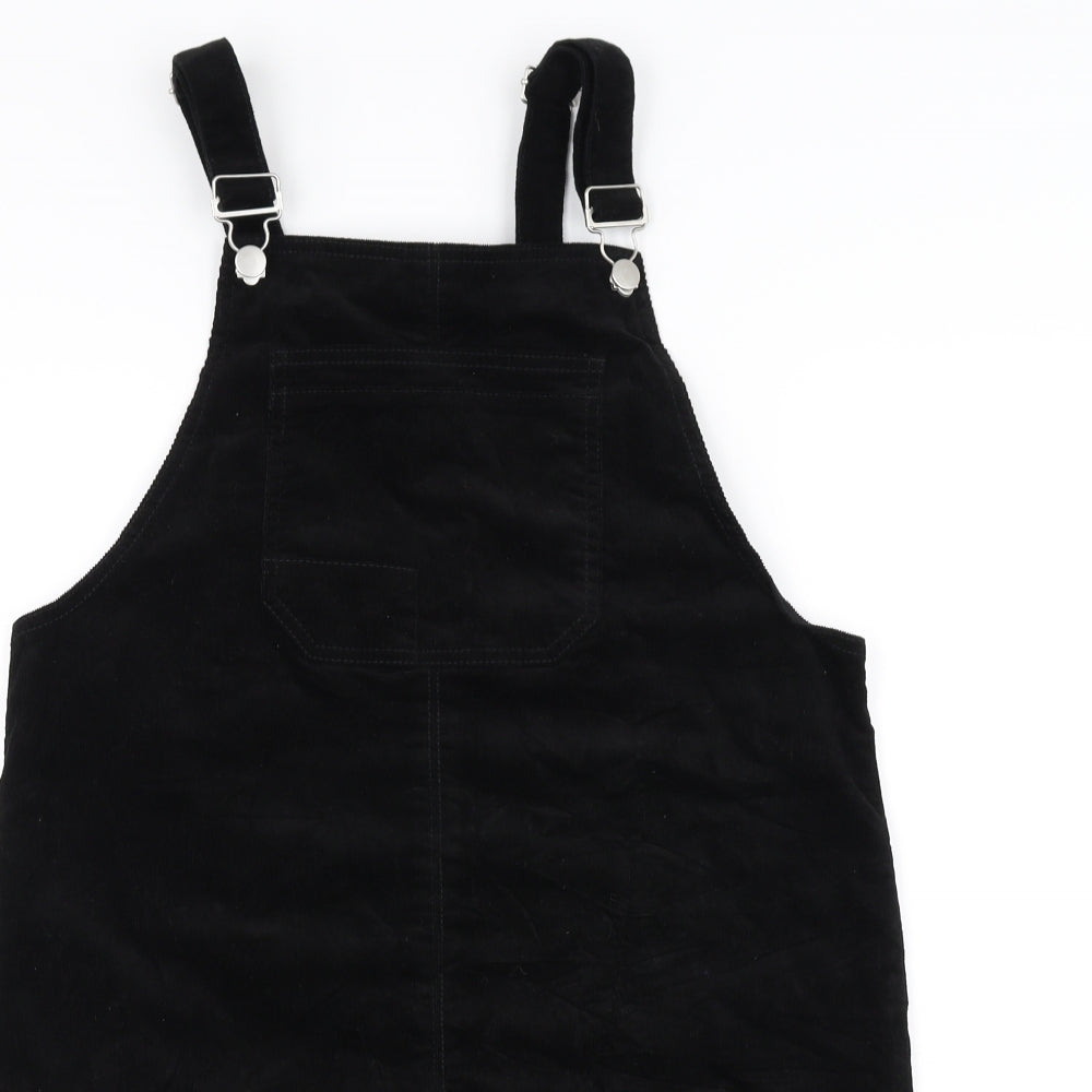 TU Womens Black  Corduroy Dungaree One-Piece Size 12