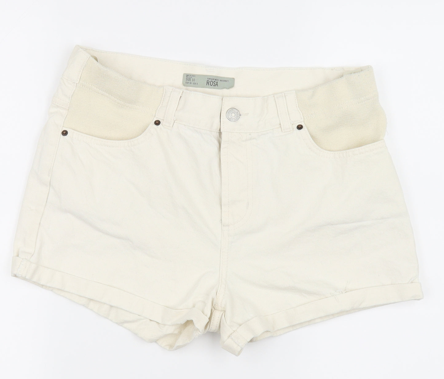 Topshop Womens White  Denim Mom Shorts Size 10