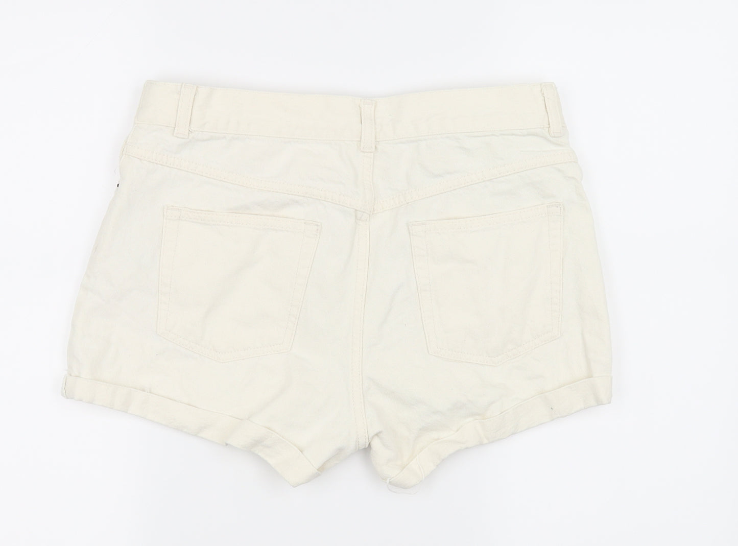 Topshop Womens White  Denim Mom Shorts Size 10