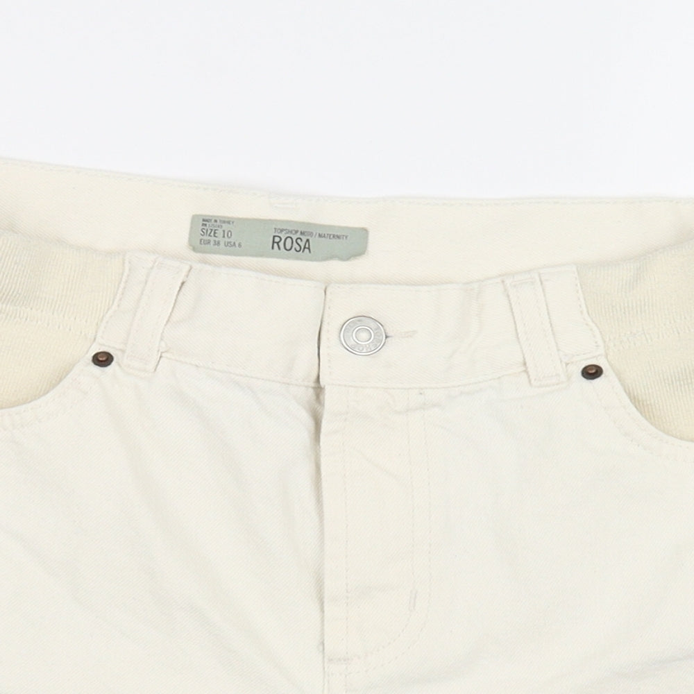 Topshop Womens White  Denim Mom Shorts Size 10