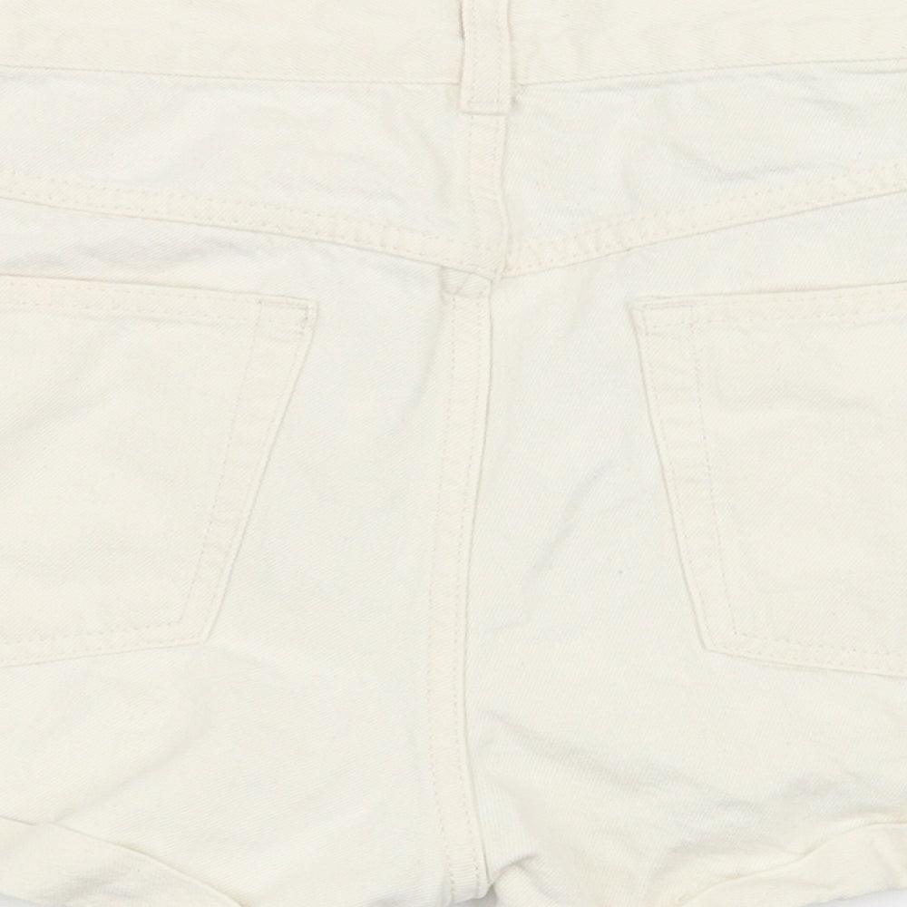 Topshop Womens White  Denim Mom Shorts Size 10