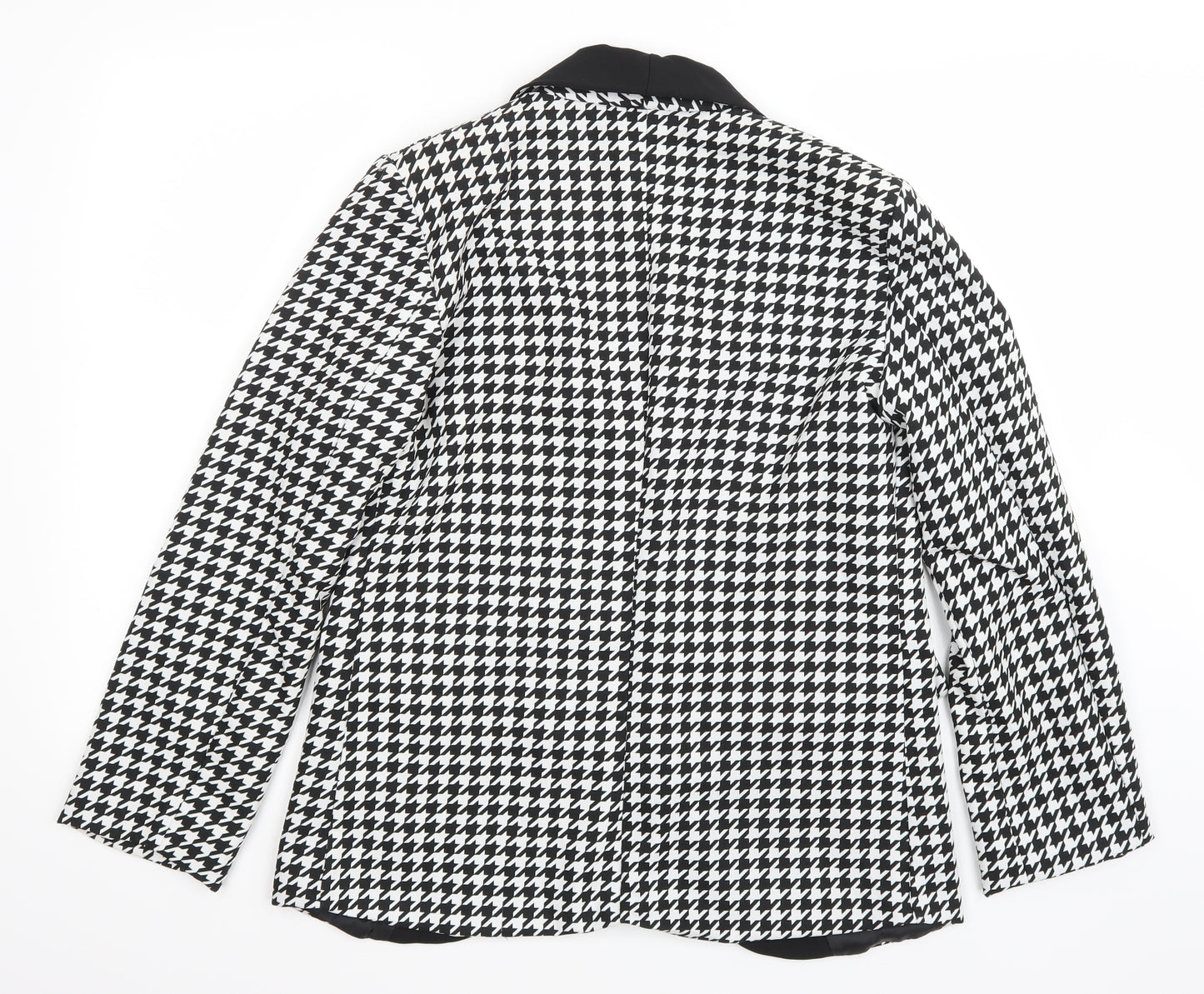 J&L Womens White Houndstooth  Jacket Blazer Size L
