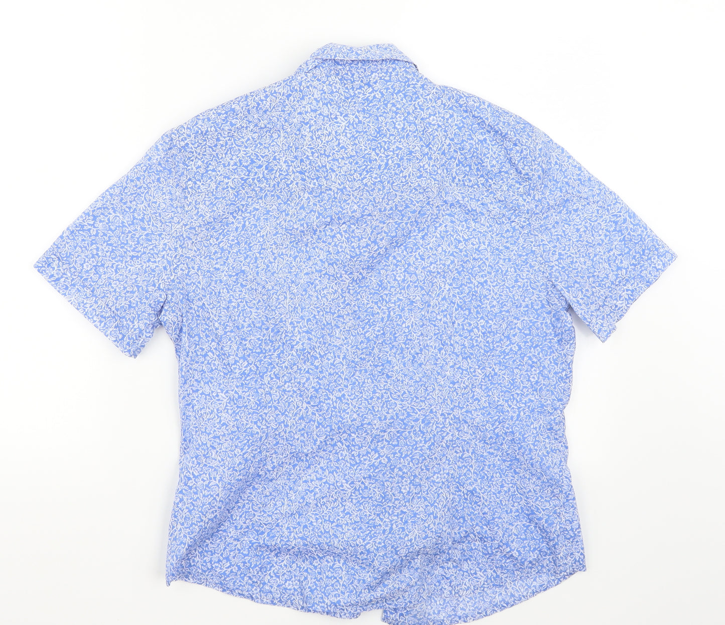 Marks and Spencer Womens Blue Floral  Basic Button-Up Size 14