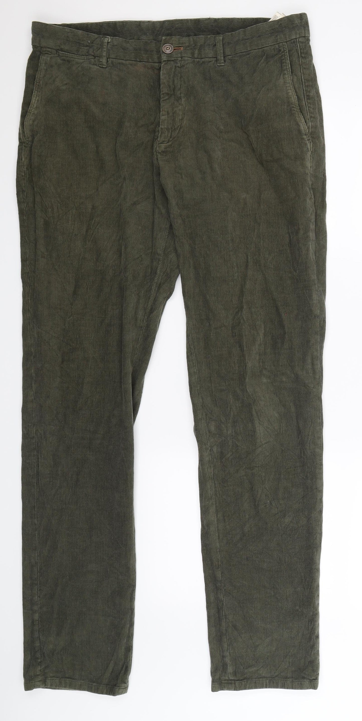 Massimo Dutti Mens Green  Corduroy Trousers  Size 34 L34 in