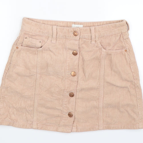 River Island Womens Beige  Corduroy A-Line Skirt Size 8