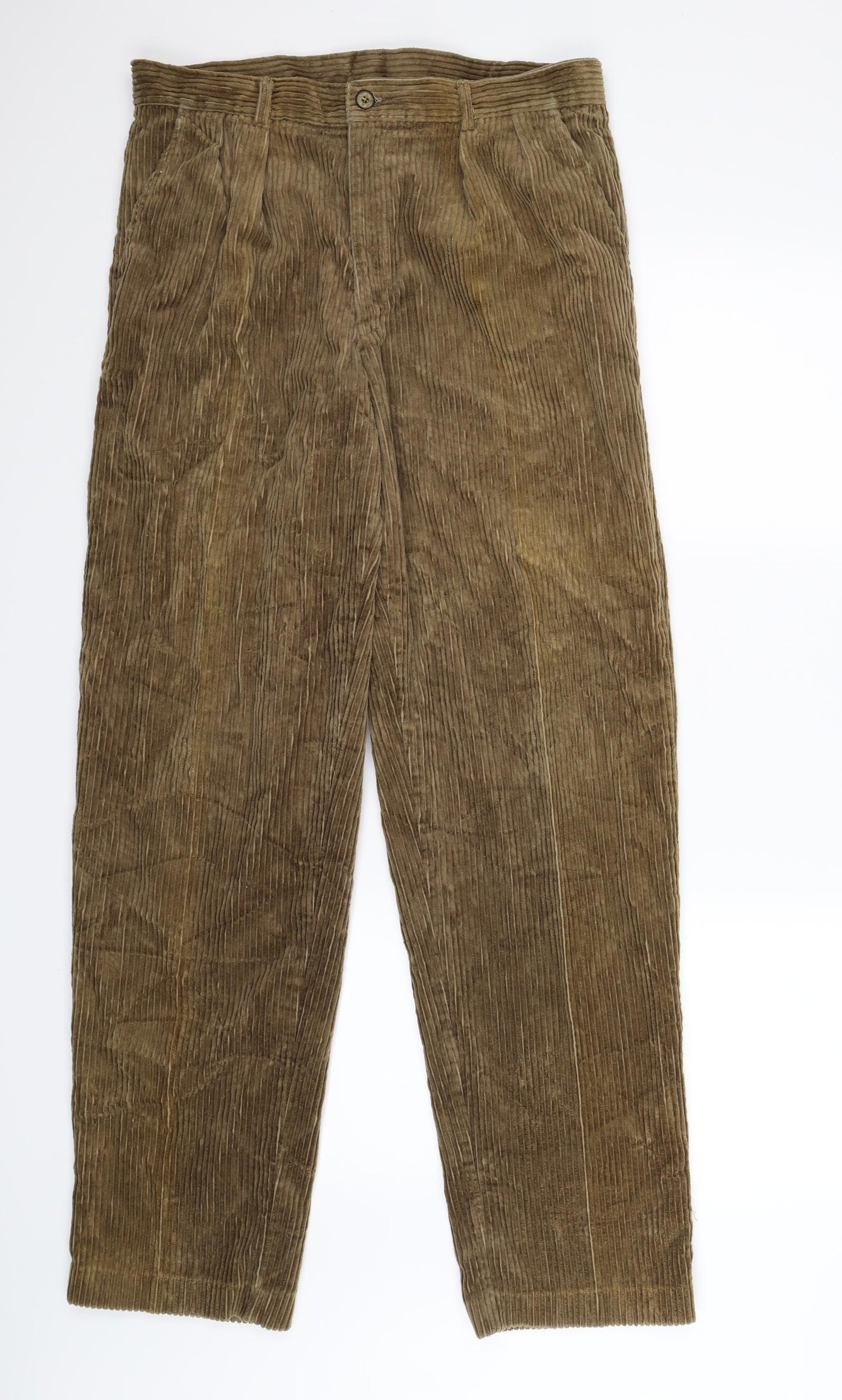 BHS Mens Beige  Corduroy Trousers  Size 34 L31 in