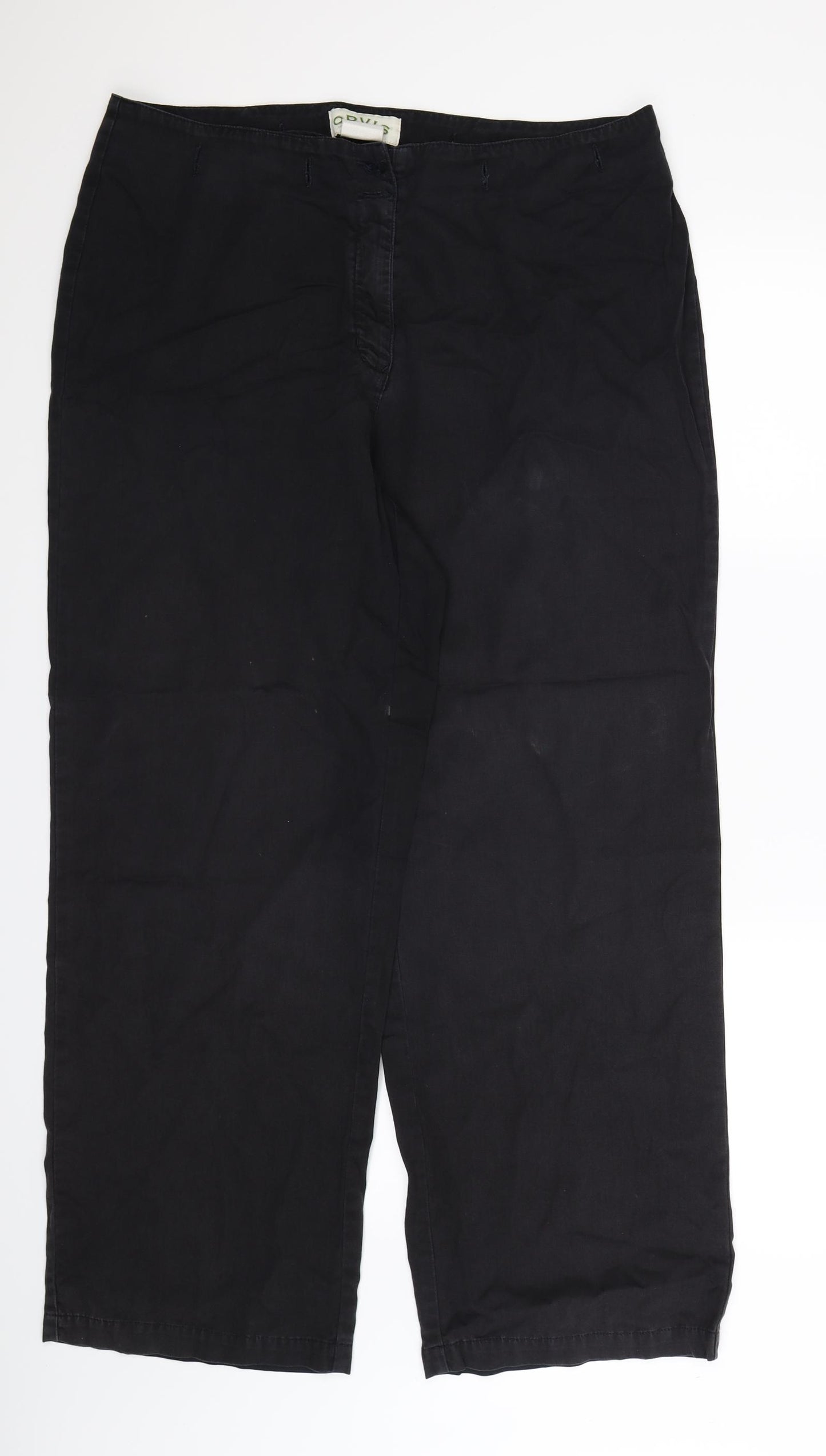 Orvis Womens Black  Denim Wide-Leg Jeans Size 16 L31 in