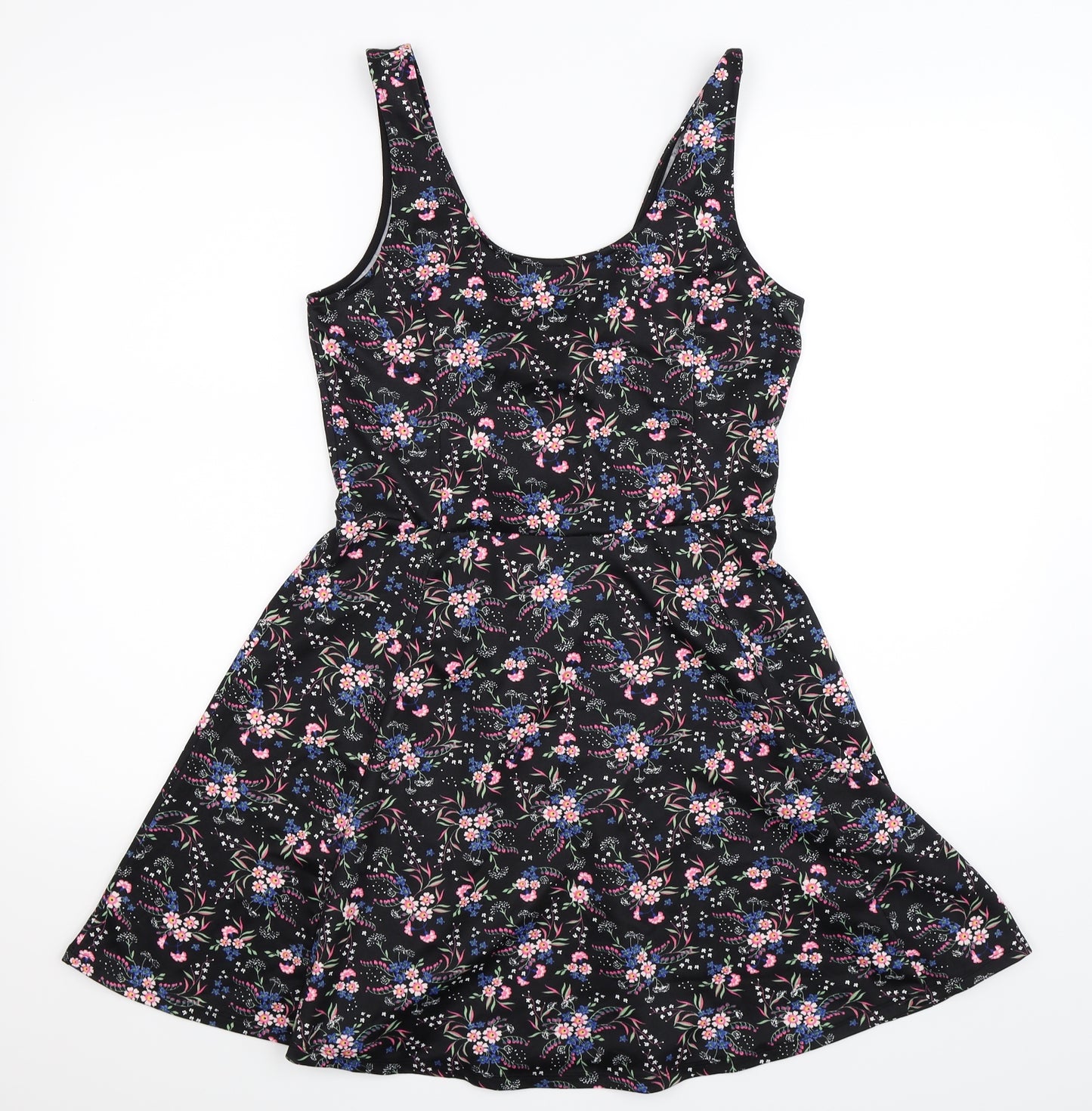 Divided Womens Black Floral  Fit & Flare  Size 12