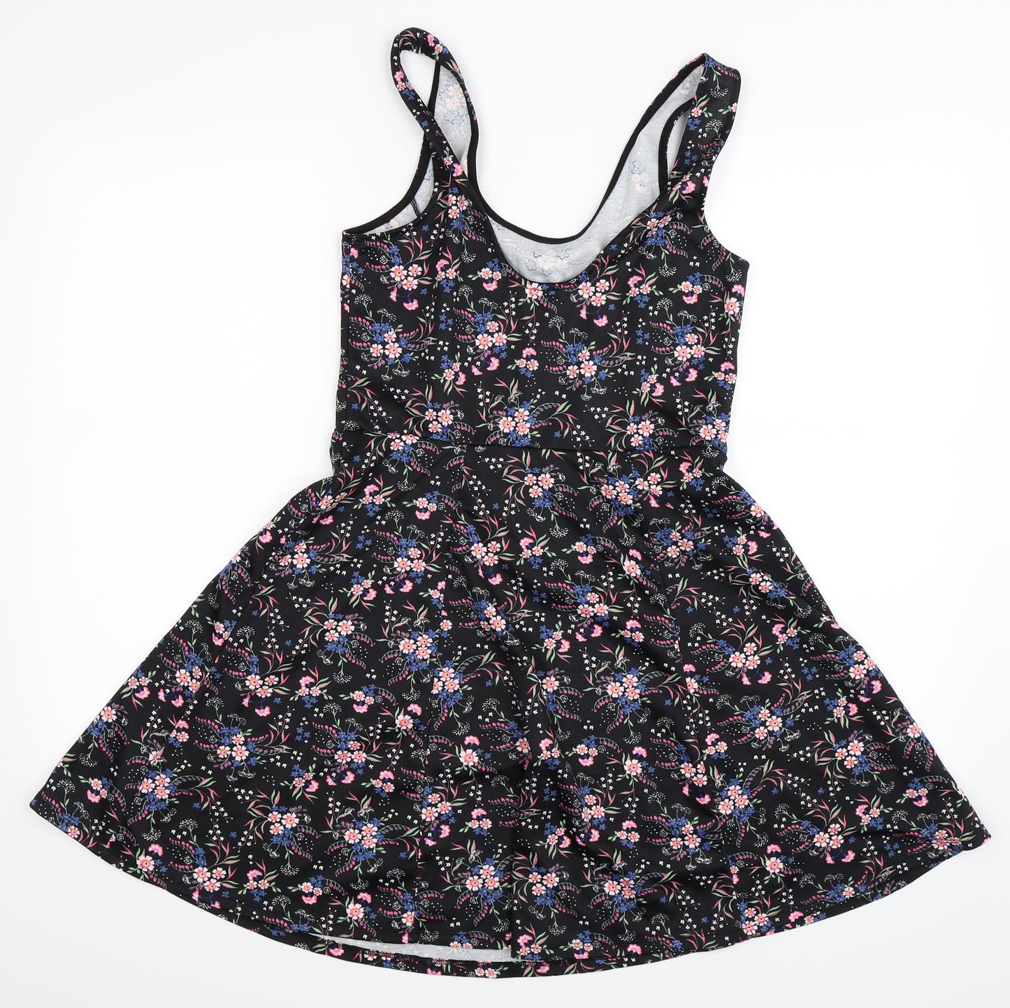 Divided Womens Black Floral  Fit & Flare  Size 12