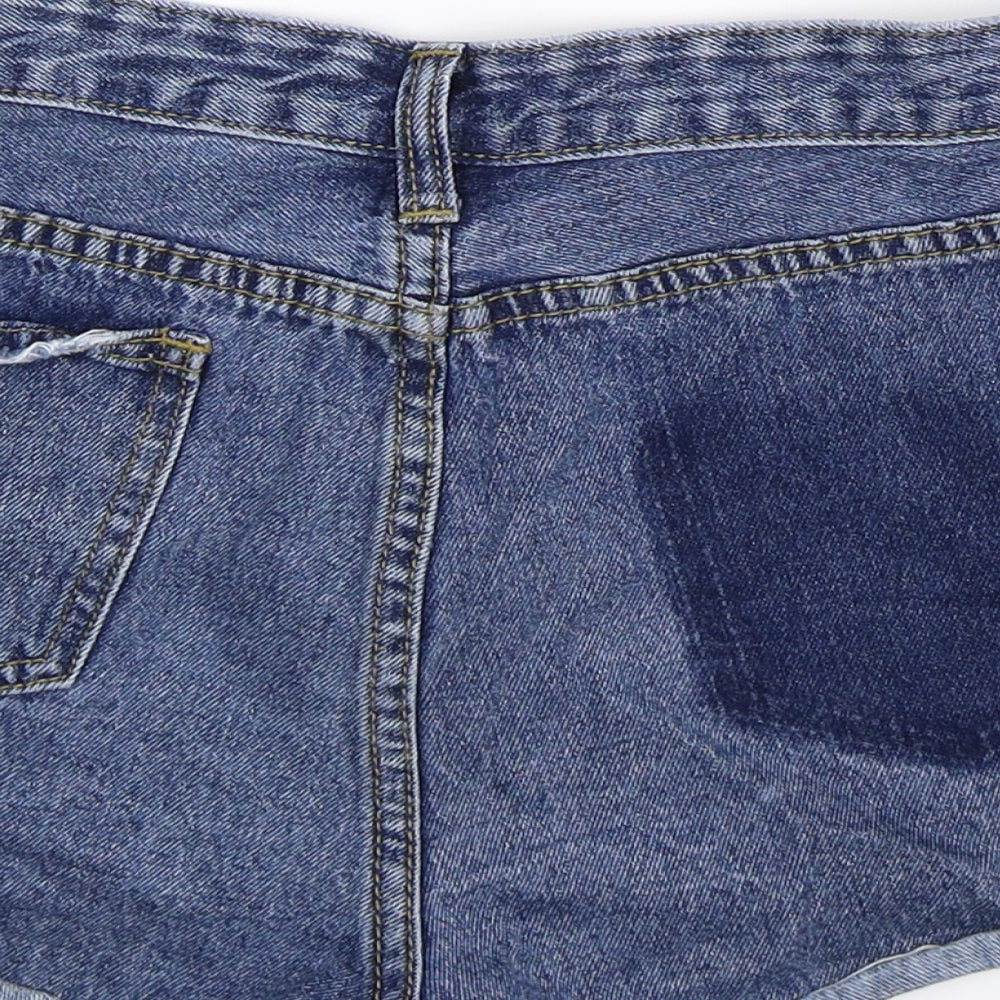 Momokrom Womens Blue Striped Denim Hot Pants Shorts Size 10