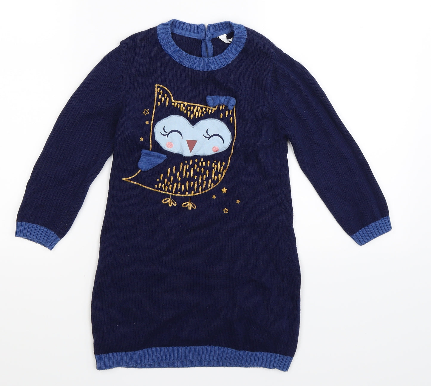 M&Co Girls Blue  Knit Jumper Dress  Size 4-5 Years