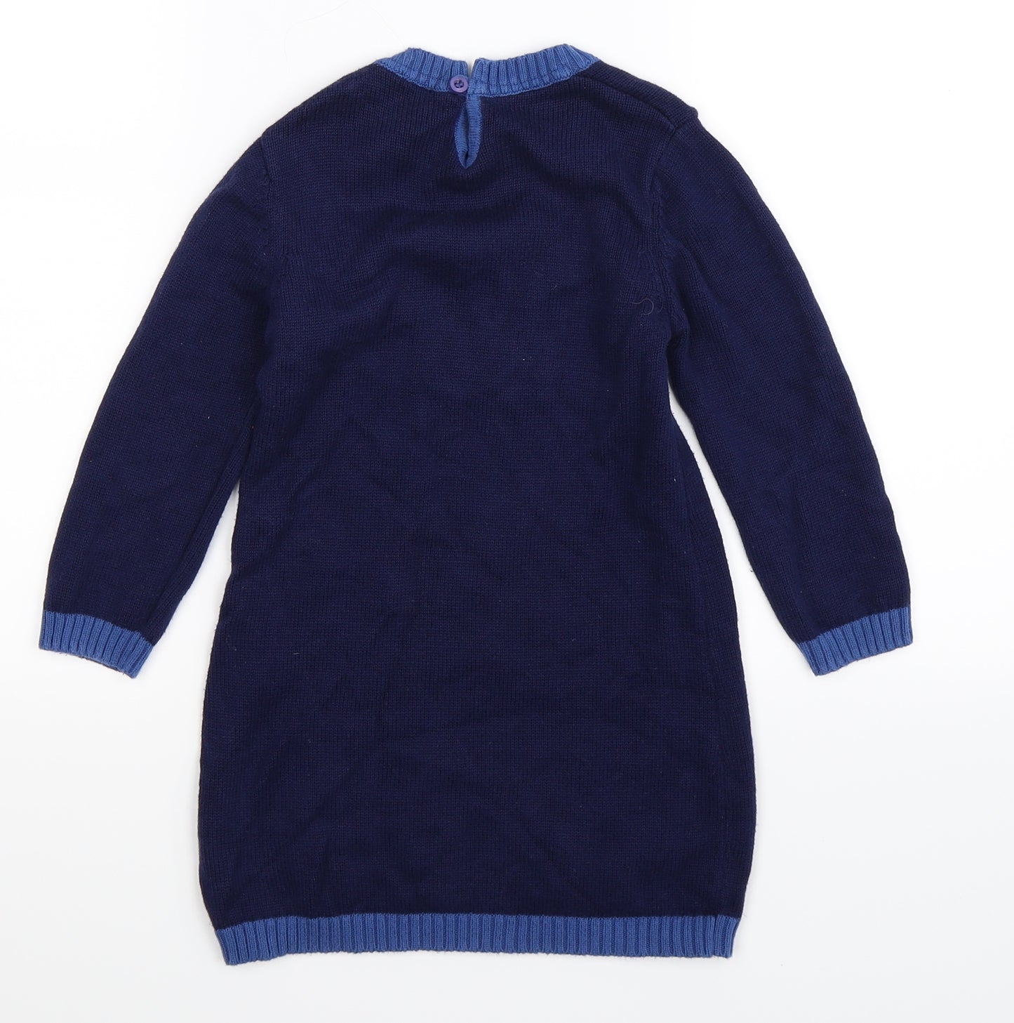M&Co Girls Blue  Knit Jumper Dress  Size 4-5 Years