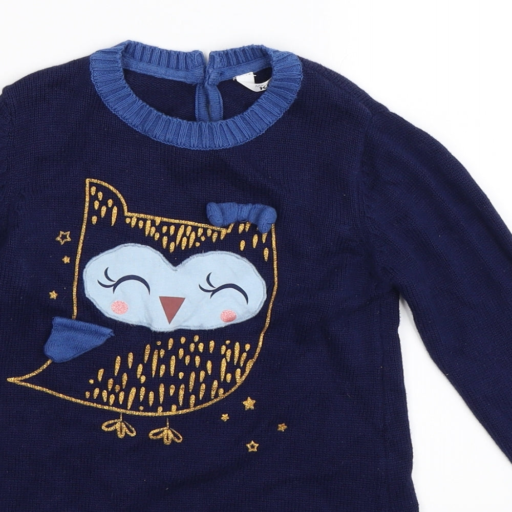 M&Co Girls Blue  Knit Jumper Dress  Size 4-5 Years