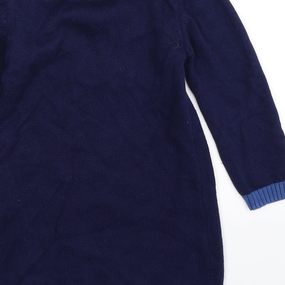 M&Co Girls Blue  Knit Jumper Dress  Size 4-5 Years