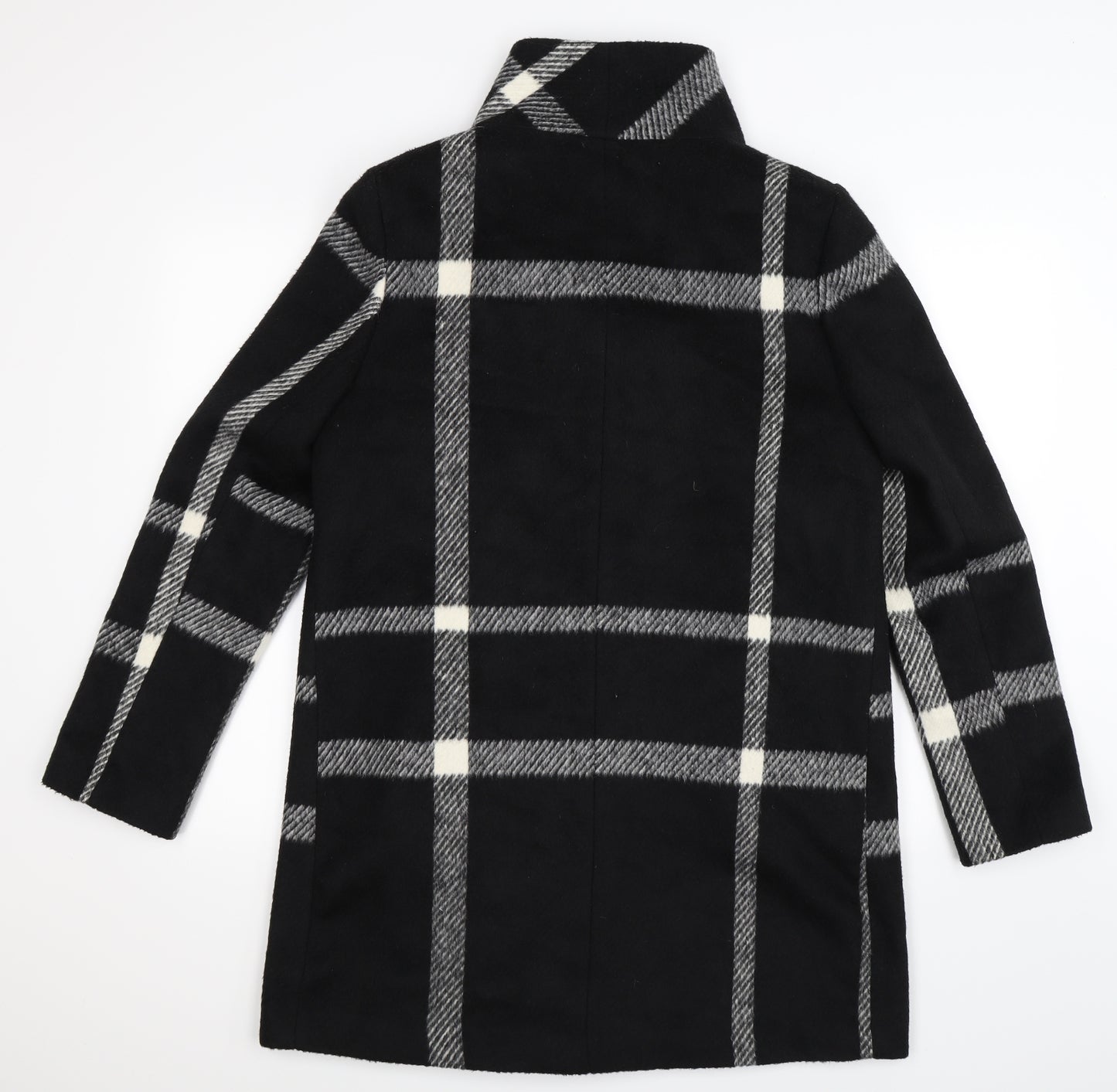New Look Womens Black Check  Pea Coat Coat Size 14