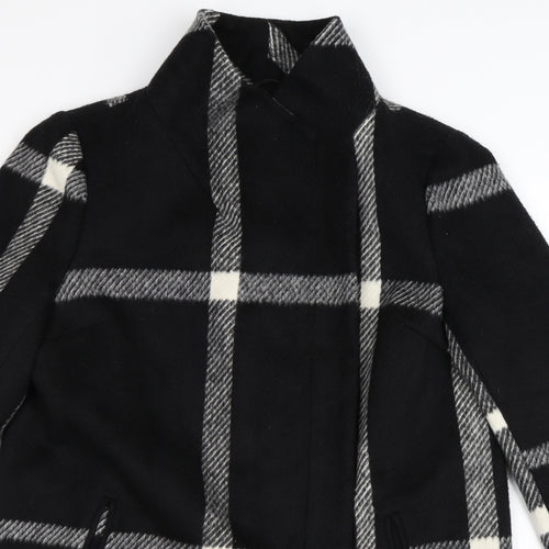 New Look Womens Black Check  Pea Coat Coat Size 14