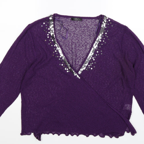 BM Womens Purple  Knit Cardigan Jumper Size XL