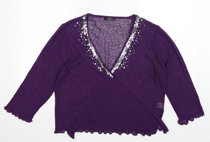 BM Womens Purple Knit Cardigan Jumper Size XL