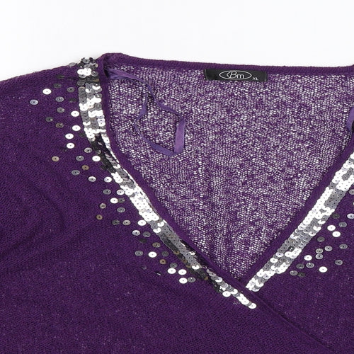 BM Womens Purple  Knit Cardigan Jumper Size XL