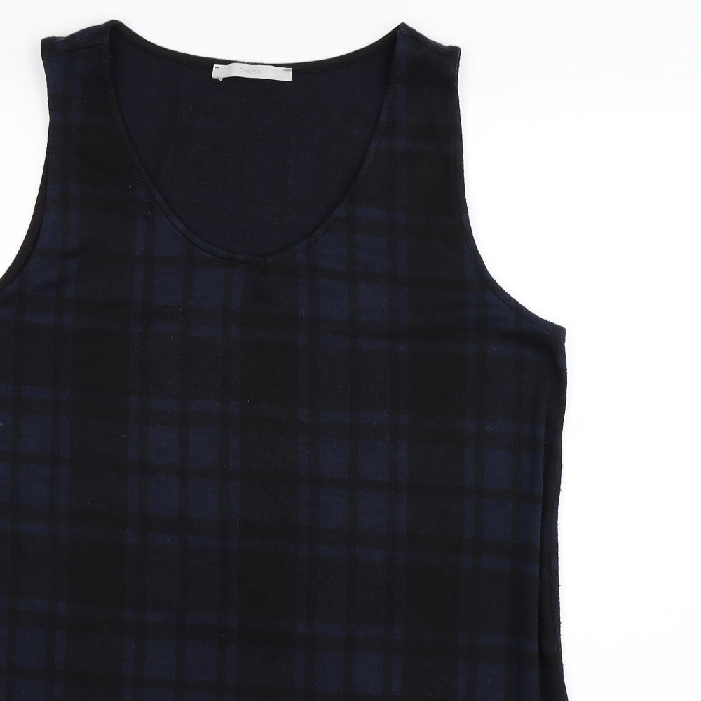 George Womens Blue Check  Mini  Size 14