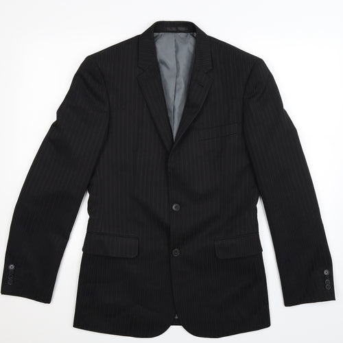 Taylor & Wright Mens Black Striped  Jacket Suit Jacket Size 36