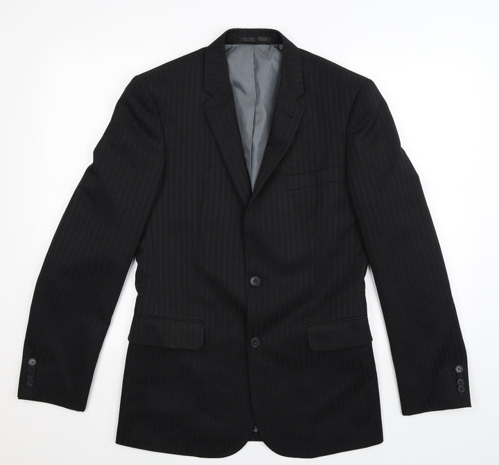 Taylor & Wright Mens Black Striped Jacket Suit Jacket Size 36